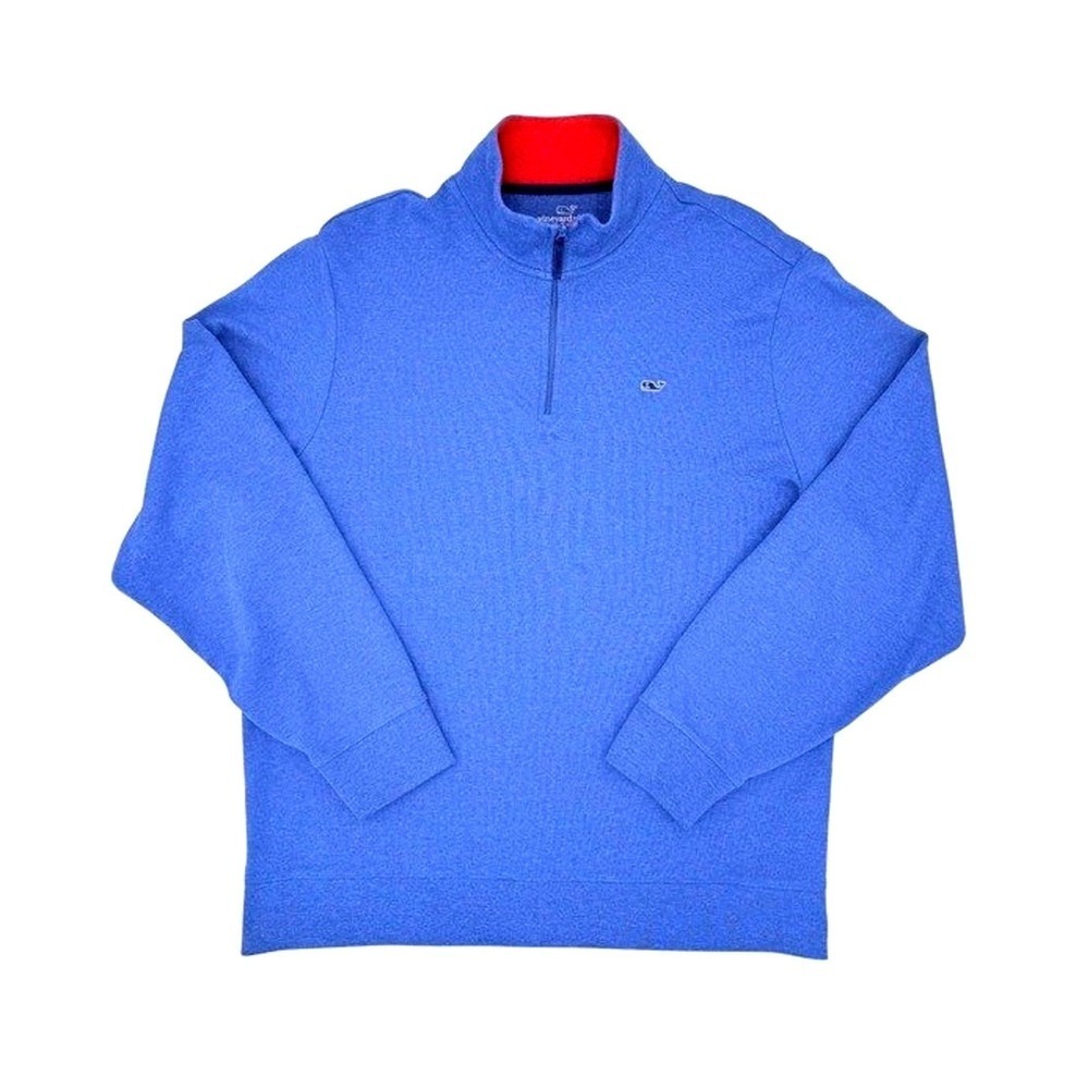 Vineyard Vines Saltwater 1/4 Zip Pullover Mens Large Blue Pima Cotton Sweater